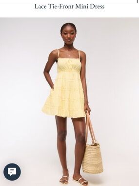 Abercrombie & Fitch Yellow Lace Tie-Front Mini Dress